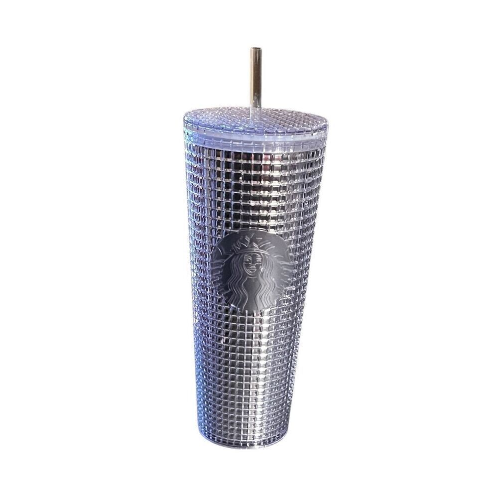 Starbucks Silver Jeweled Mirrored Holiday 24oz Venti Cold Travel Bling Tumbler